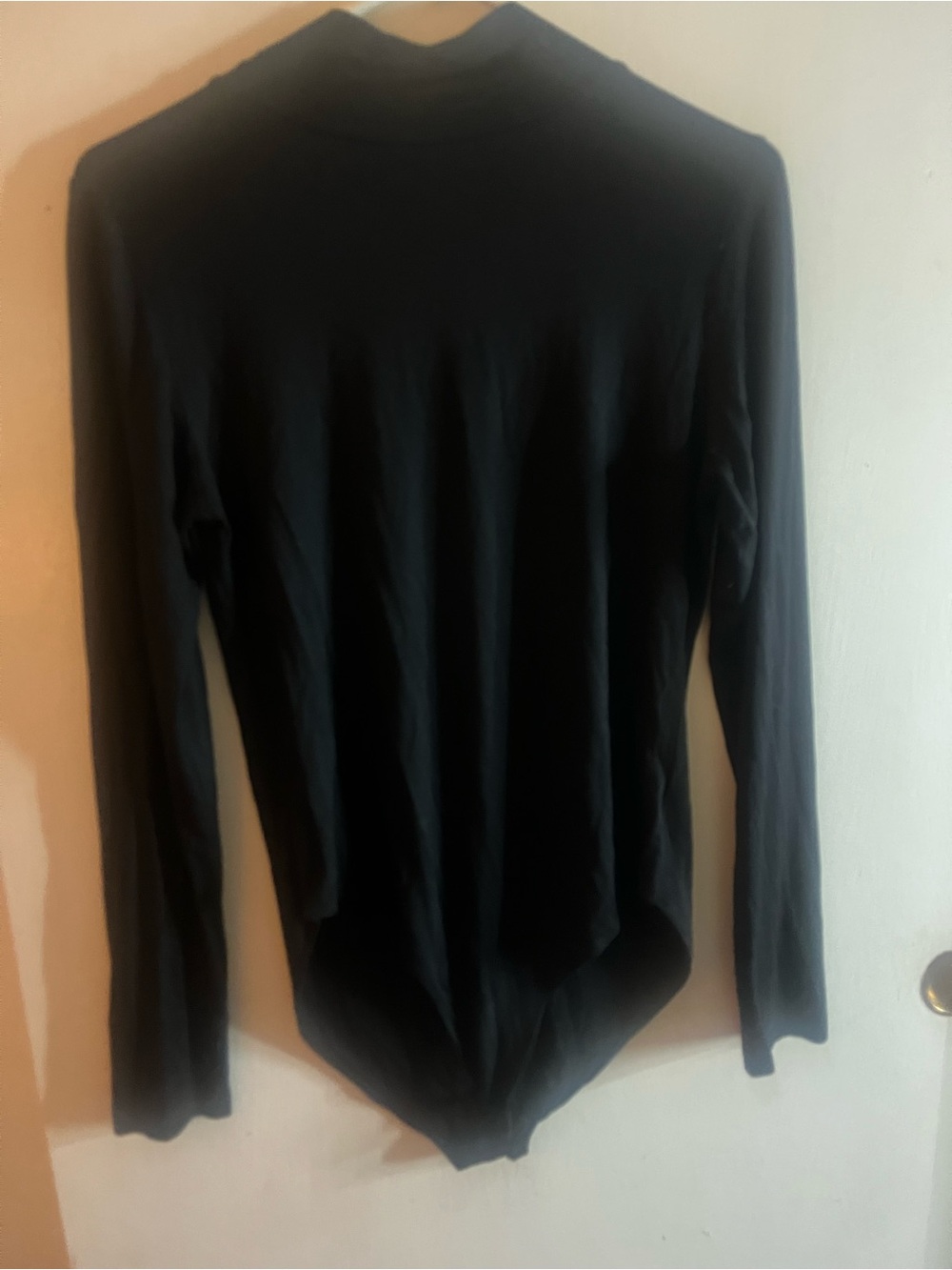 Women's Black Long-Sleeve mock neck Bodysuit Top